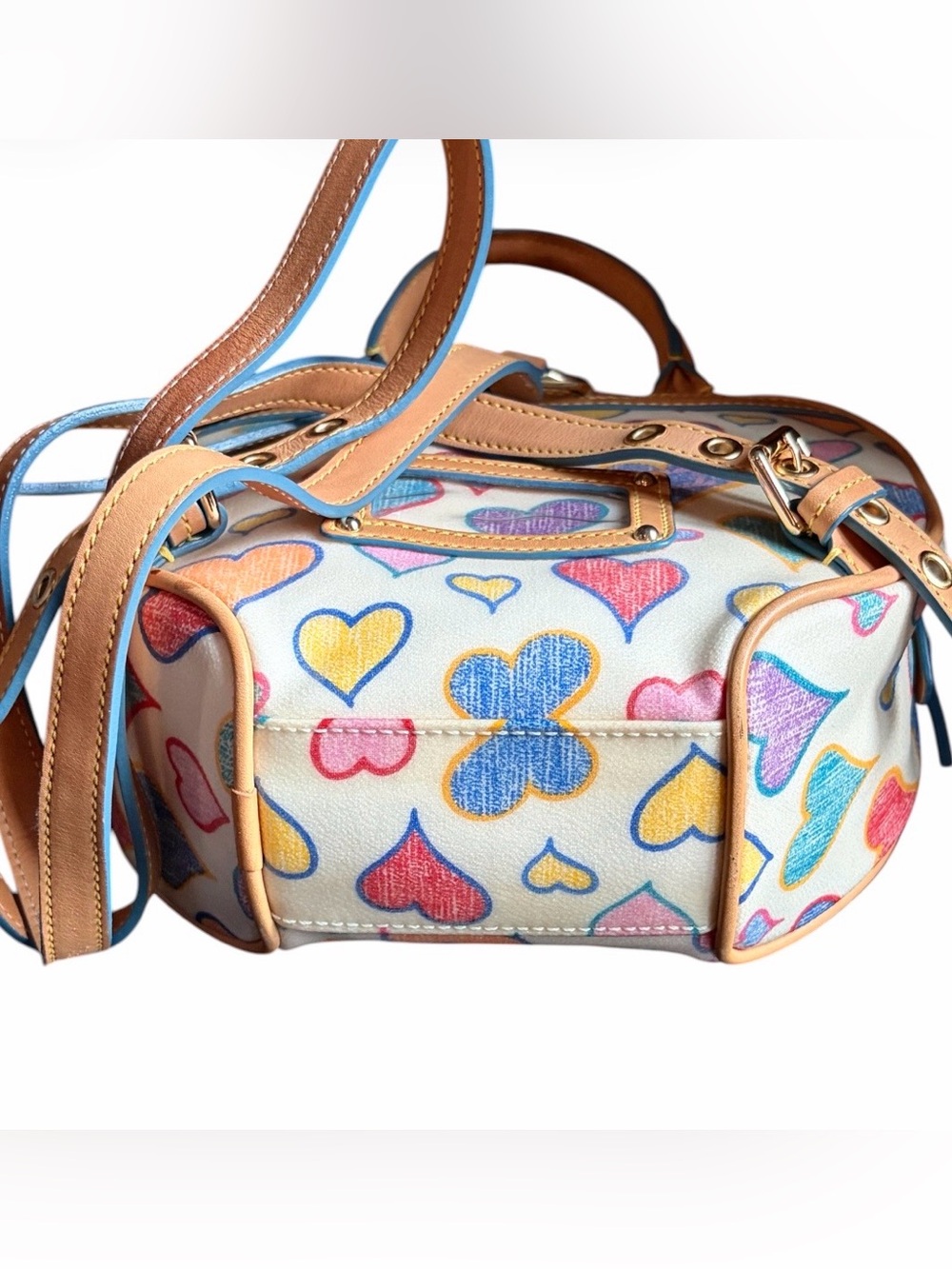 DOONEY & BOURKE VINTAGE Y2K MULTICOLOR SCRIBBLE HEARTS CIRCLE BACKPACK - Picture 6 of 9